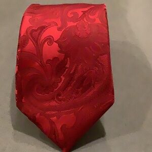 Donald J. Trump red Paisley tie 100% silk handmade signature collection.